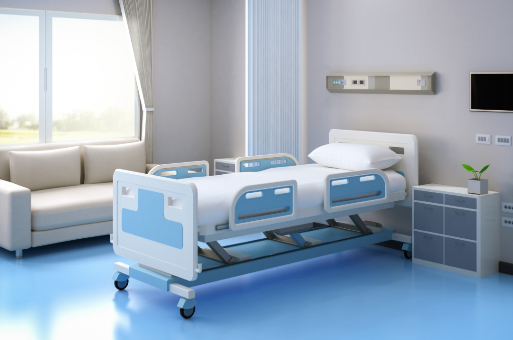 Blue Hospital Bed